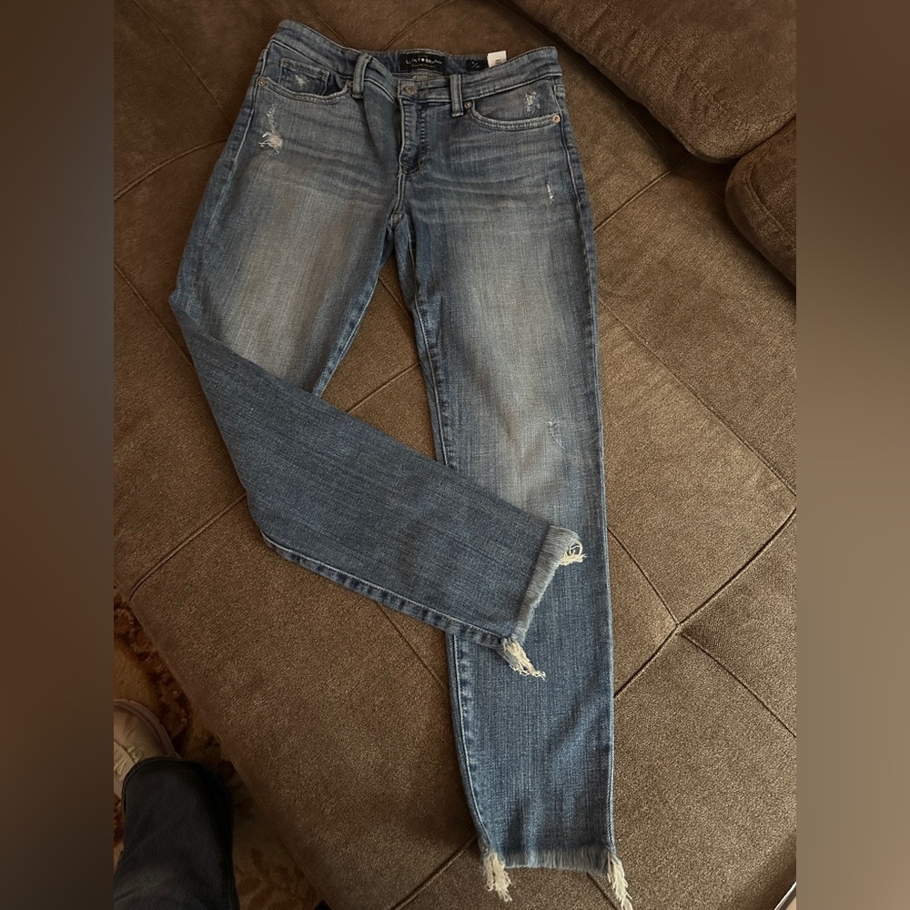 Lucky Brand Blue Skinny Jeans with Distressed Details